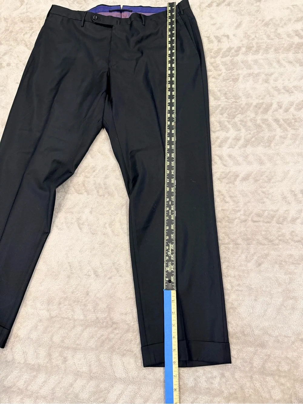 Incotex Slowear Dress Pants Mens 40 Black Wool Cuffed Trousers Classic Fit Italy